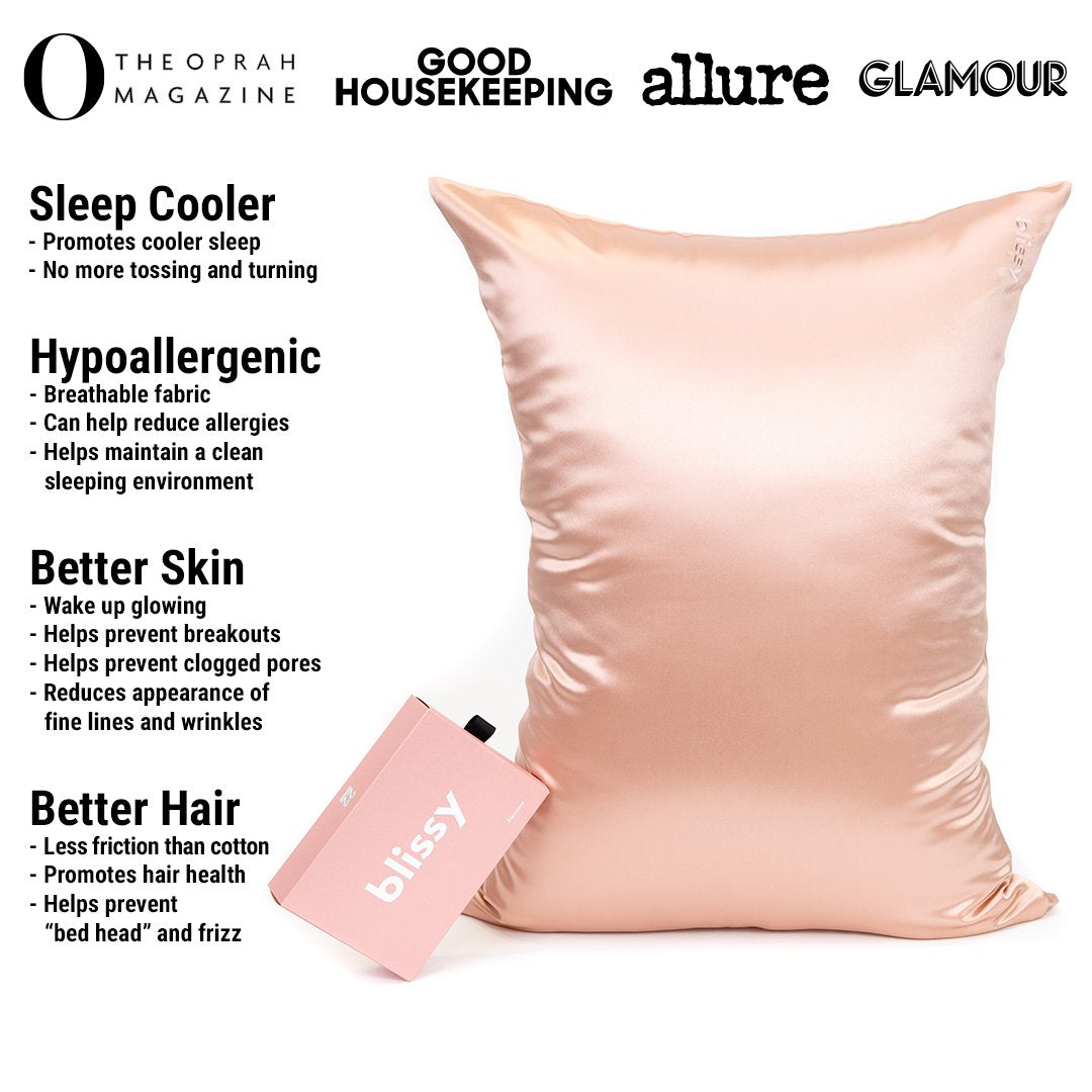 Rose Gold Mulberry Silk Pillowcase – Blissy Queen