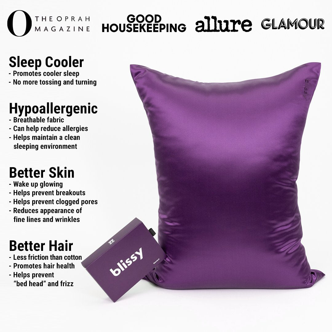 Royal Purple Mulberry Silk Pillowcase – Blissy Standard