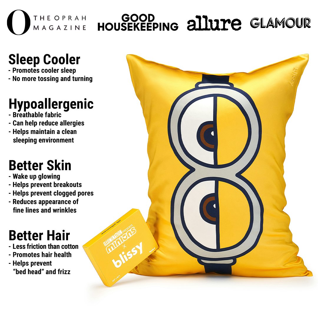 Sleepyhead Minion Mulberry Silk Pillowcase – Blissy Standard