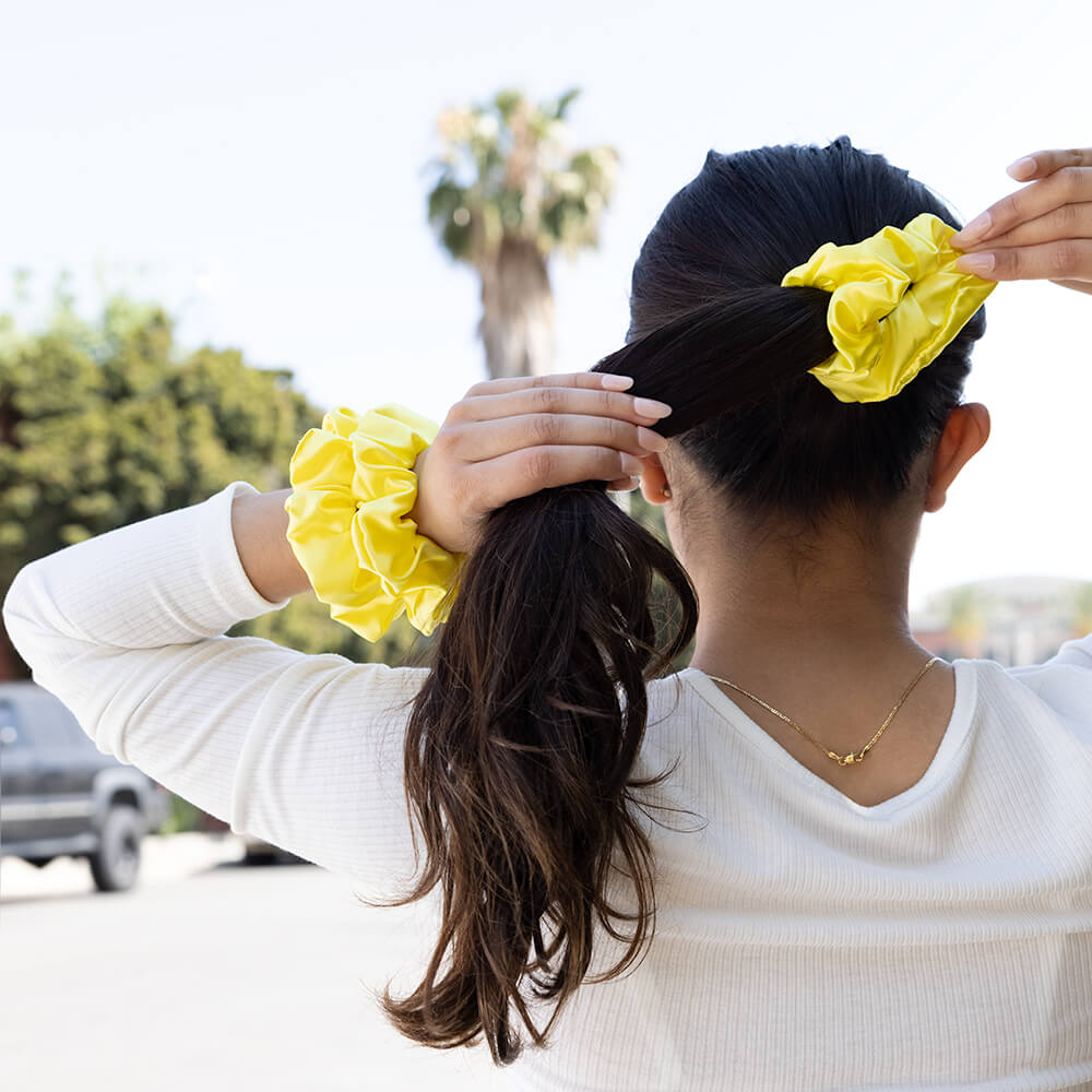 Blissy Sunshine Yellow Silk Blissy Scrunchies Detail –