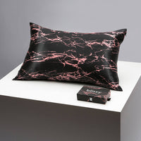 Pillowcase - Rose Black Marble - King