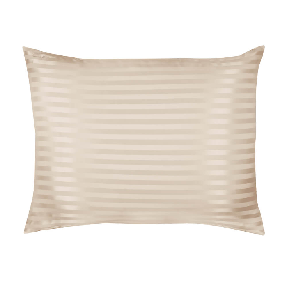 Blissy Mulberry Silk Pillowcase – Champagne Striped Queen