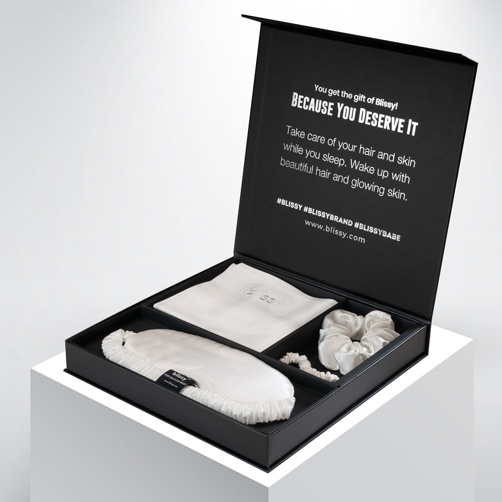 Blissy King White Blissy Dream Set – 22 Momme Mulberry Silk, 100% Silk