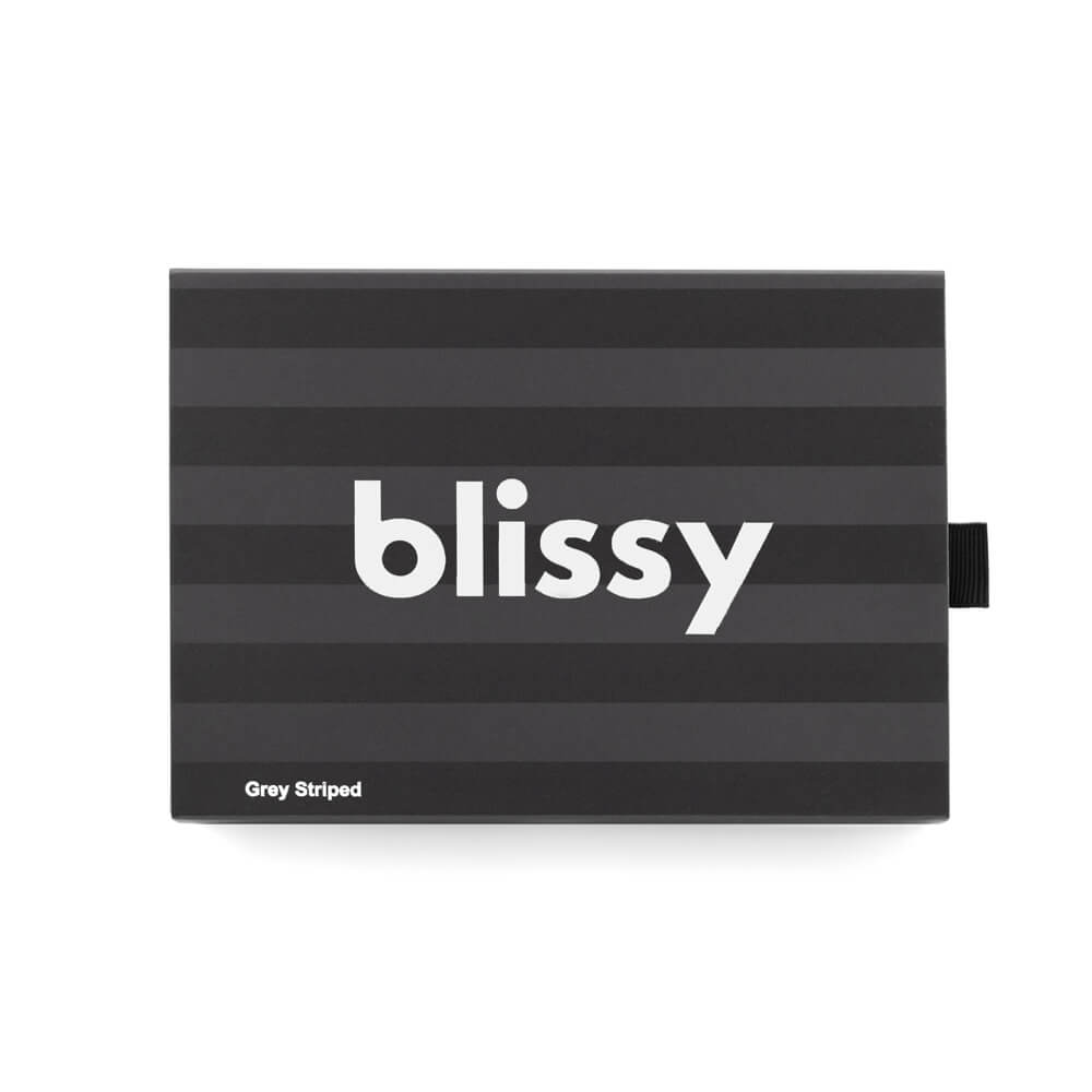 Blissy Standard Grey Striped Pillowcase Lifestyle – Mulberry Silk
