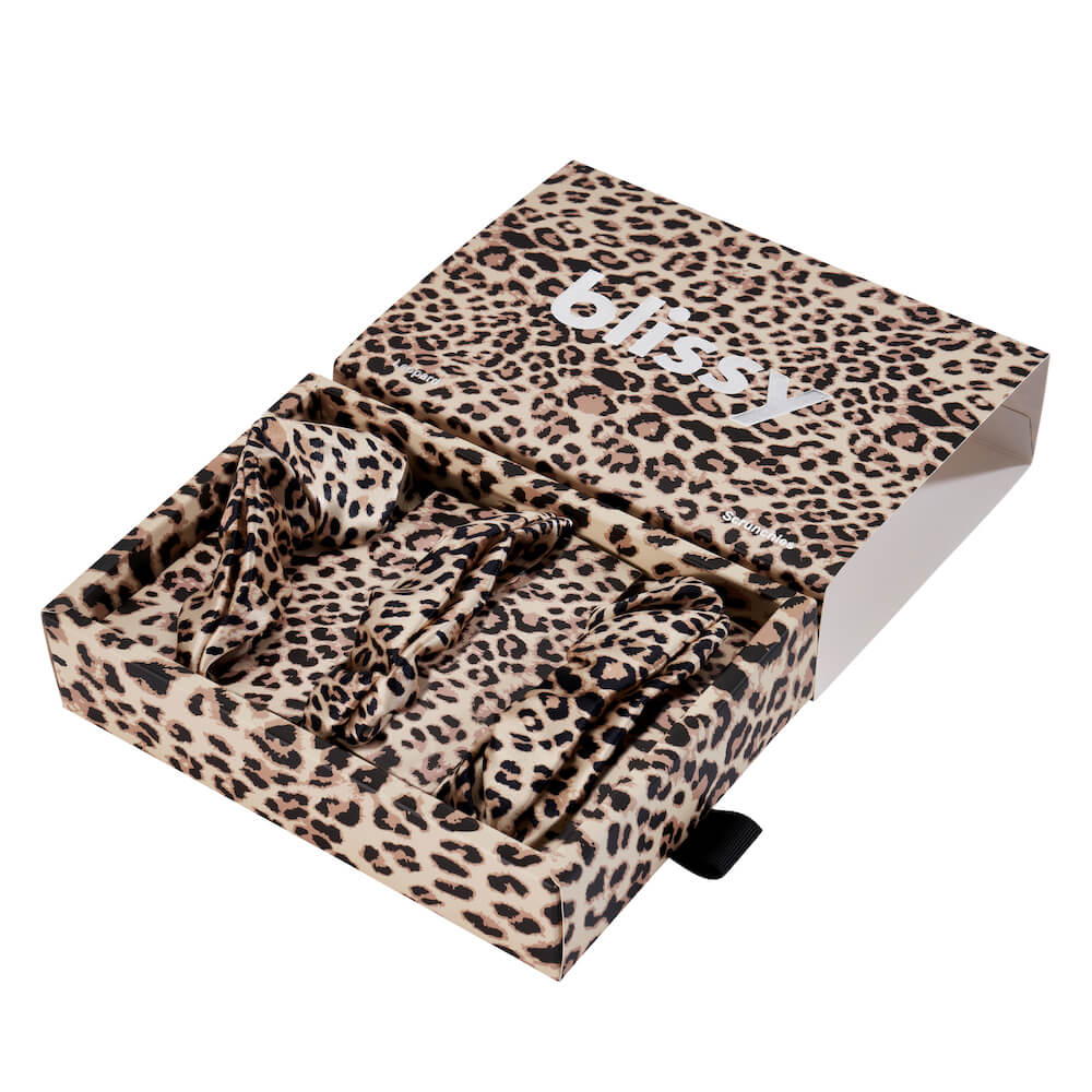 Blissy Leopard Blissy Scrunchies – 22 Momme Mulberry Silk, 100% Silk