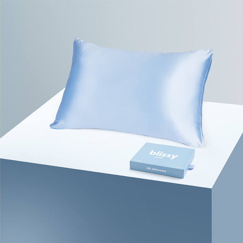 Pillowcase - Baby Blue - Junior Standard - Blissy Baby Blue Pillowcase – 22 Momme Mulberry Silk, 100% Silk