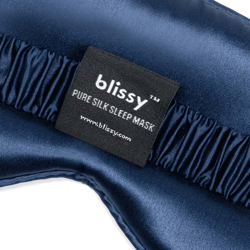 Blissy Blue Silk Sleep Mask Detail –