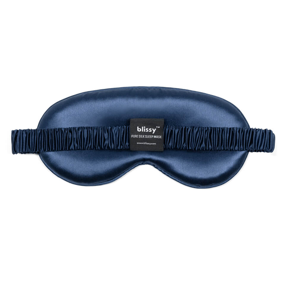 Blue Sleep Mask Close-Up – Blissy 22 Momme Silk