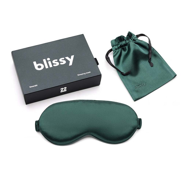 Blissy Emerald Sleep Mask – 22 Momme Mulberry Silk, 100% Silk