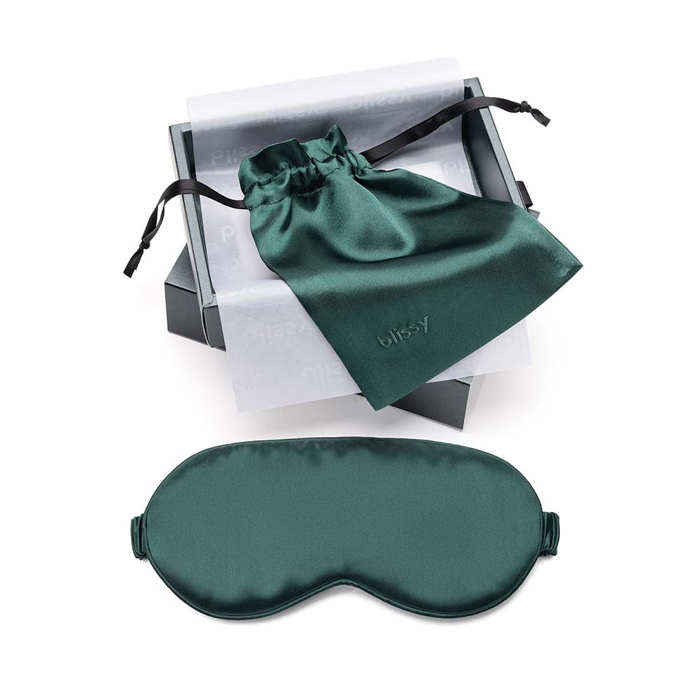 Blissy Emerald Silk Sleep Mask Detail –