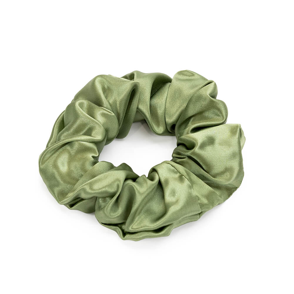 Olive Blissy Scrunchies Close-Up – Blissy 22 Momme Silk