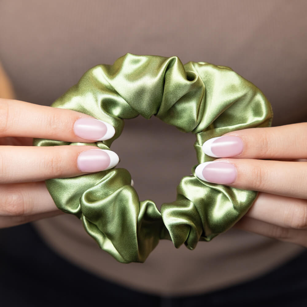Blissy Olive Silk Blissy Scrunchies Detail –