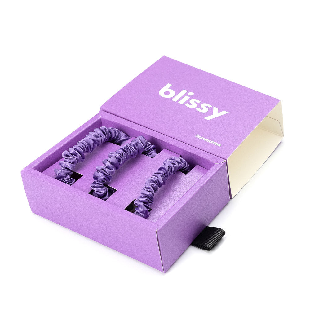 Blissy Orchid Blissy Skinny Scrunchies – 22 Momme Mulberry Silk, 100% Silk