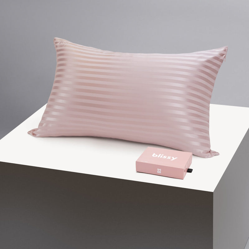 Pillowcase - Pink Striped - Standard - Blissy Standard Pink Striped Pillowcase – 22 Momme Mulberry Silk, 100% Silk