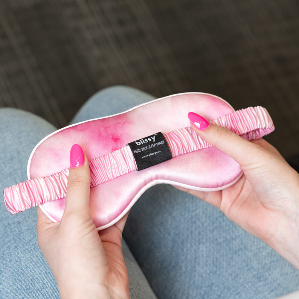 Blissy Pink Tie-Dye Silk Sleep Mask Detail –