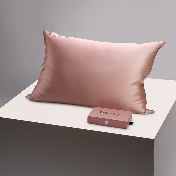 Blissy Standard Rose Gold Pillowcase – 22 Momme Mulberry Silk, 100% Silk
