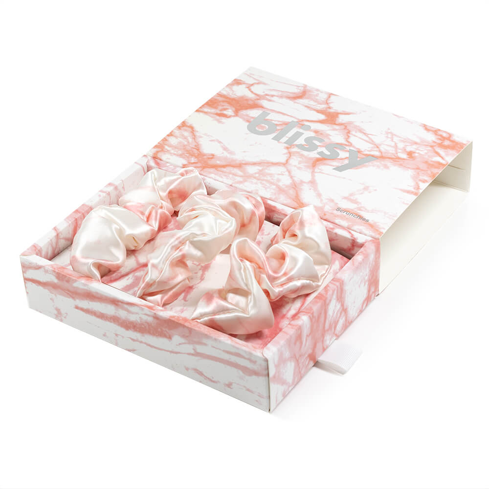 Blissy Scrunchies - Rose White Marble