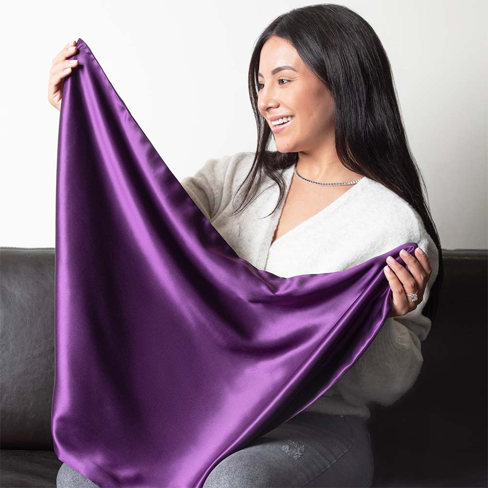 Blissy Royal Purple Silk Pillowcase Detail – Standard