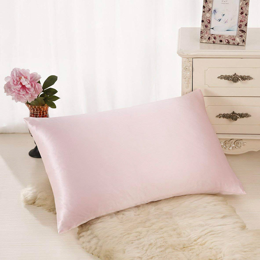 Blissy Standard Pink Pillowcase Lifestyle – Mulberry Silk