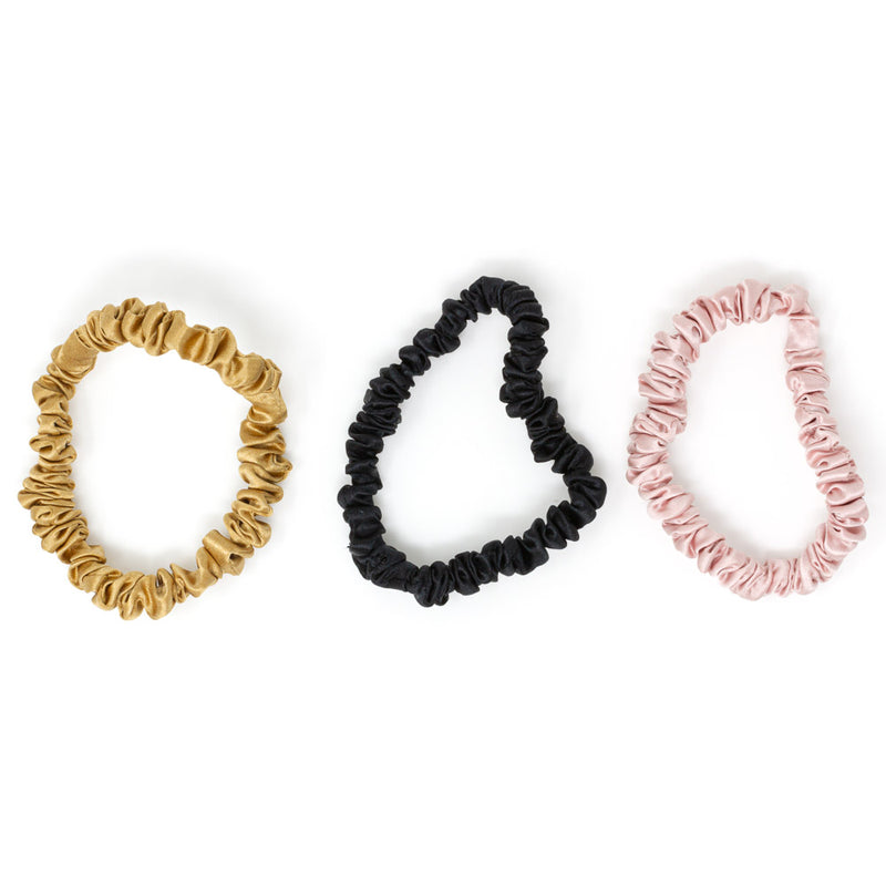 Blissy Skinny Scrunchies - Black, Gold, Pink