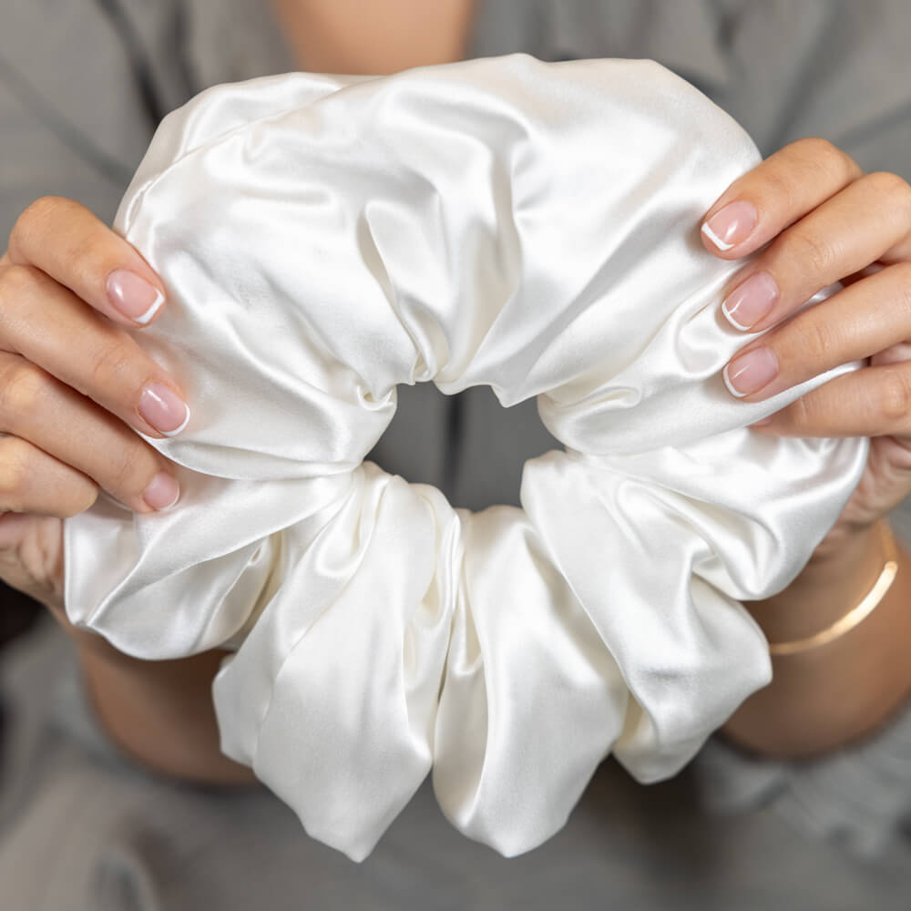 Blissy White Silk Blissy Oversized Scrunchie Detail –