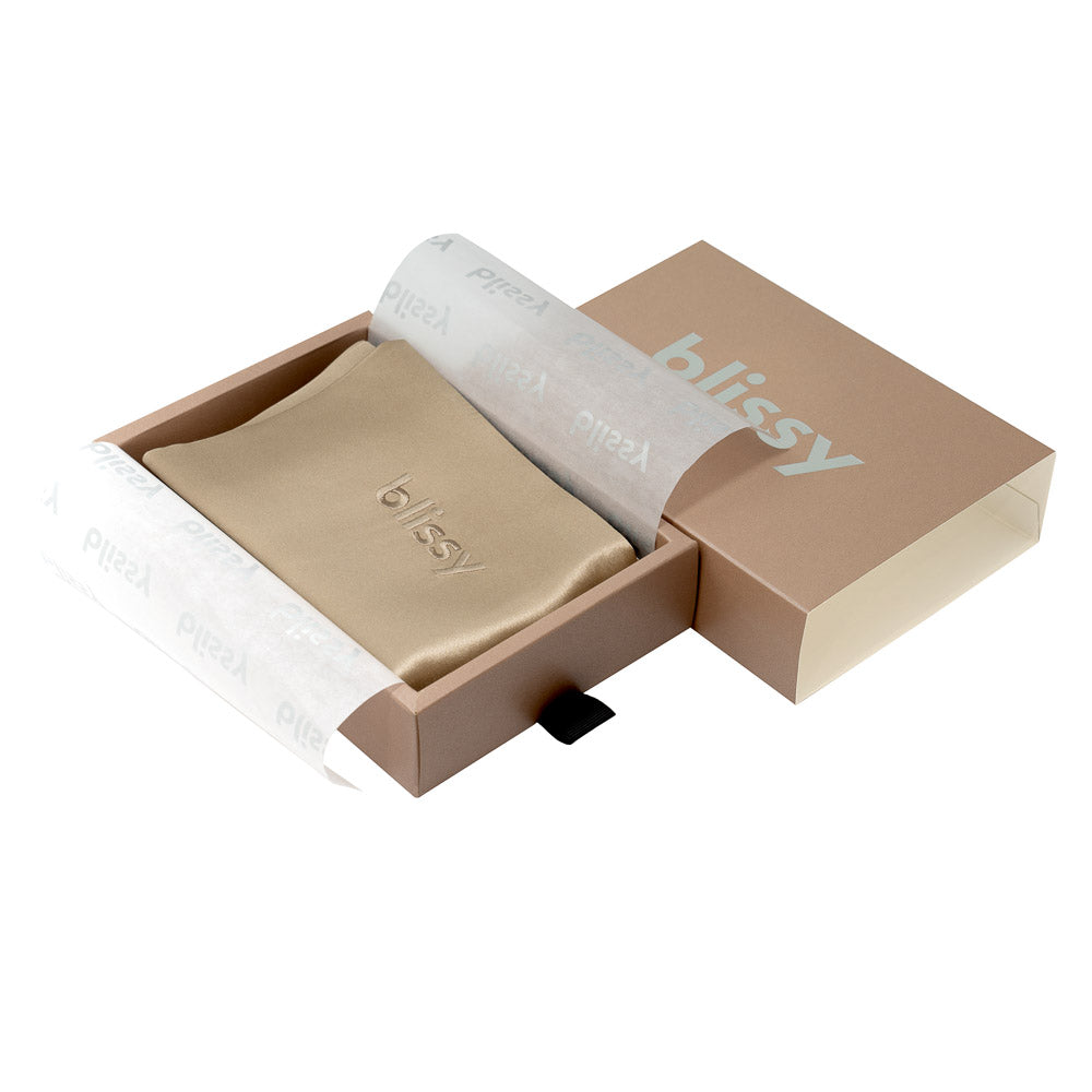 Blissy Standard Taupe Pillowcase Lifestyle – Mulberry Silk