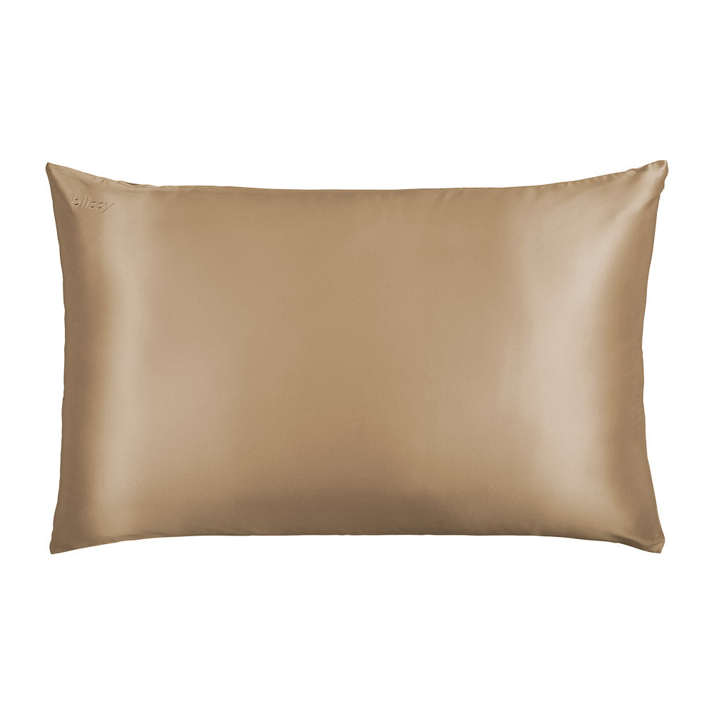Blissy Taupe Silk Pillowcase Detail – King