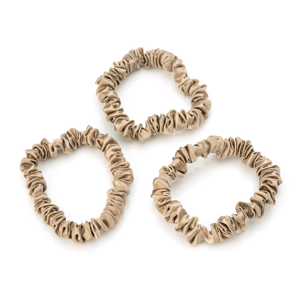 Blissy Taupe Silk Blissy Skinny Scrunchies Detail –