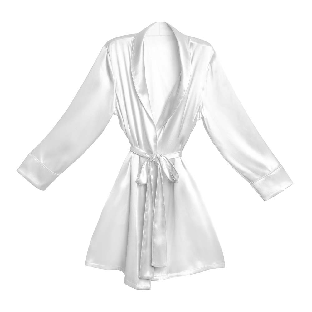 Blissy Mulberry Silk Classic Robe – White